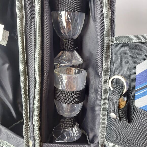 Picnic Time Estate Insulated Wine Tote Service & Accessories for 2 Black Gray - Picture 6 of 12